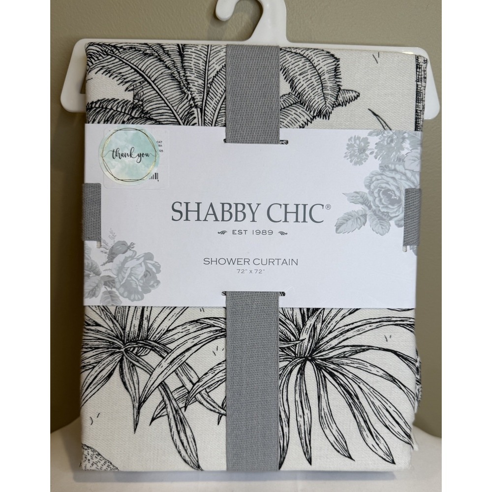 Shabby Chic Cloth Shower Curtain White Black Palms Cheetah Money Tropical72 X 72